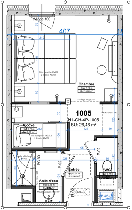 228 chambres