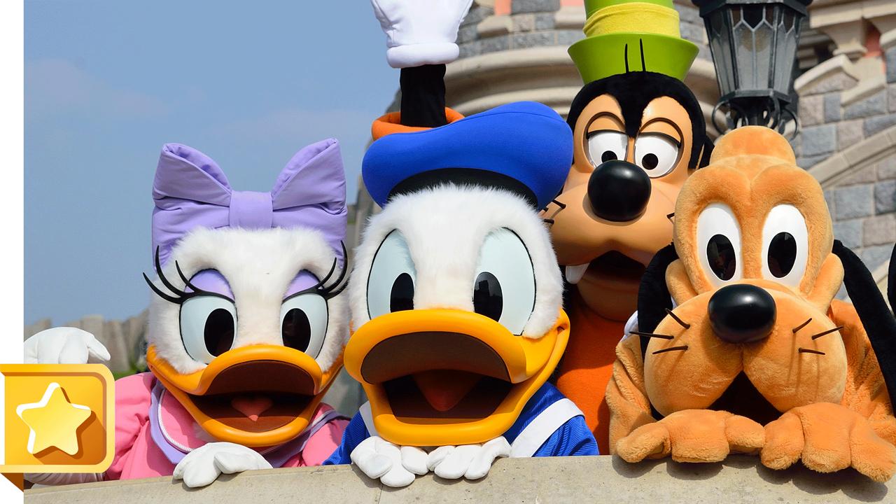 Mickey and friends and the sleeping beauty castle